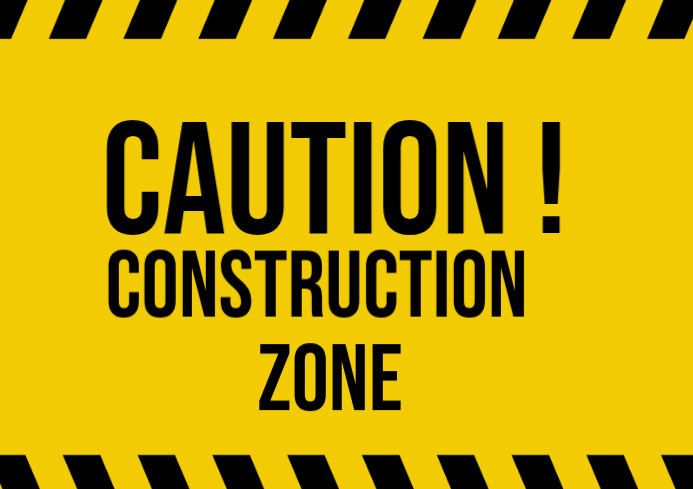 Yellow Professional Construction Zone Warning A4 Template | PosterMyWall