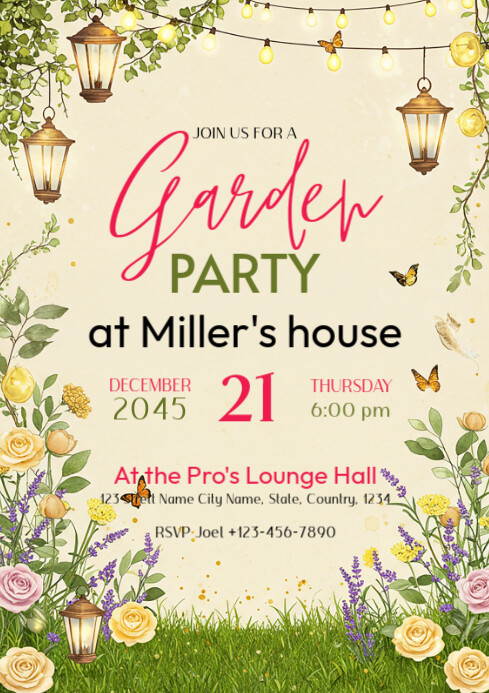 Yellow Professional Garden Party Flyer Template A4