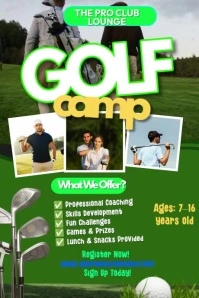 Yellow Professional  Golf Lessons Poster Póster template