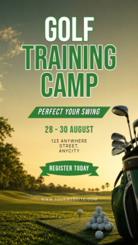 สีเหลือง Golf Training Camp เรื่องราวบน Instagram Template