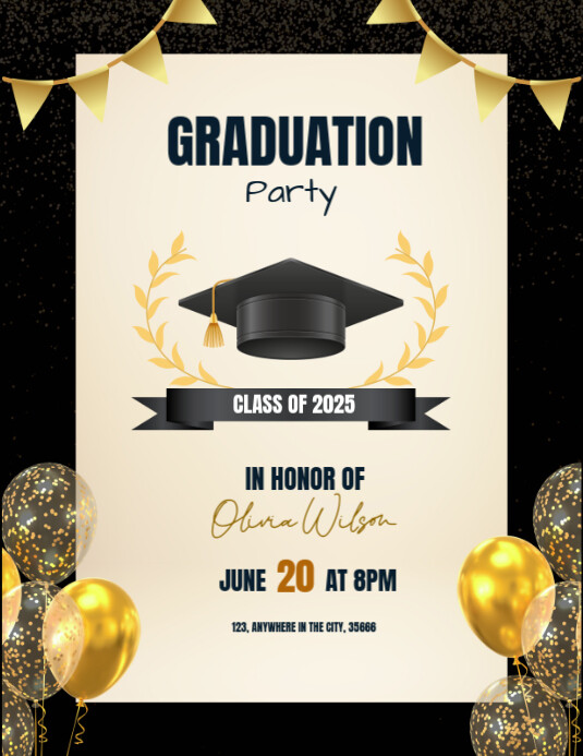 Yellow Professional Graduation Party Invitation Flyer (us Letter ...