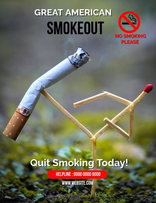Yellow Professional Great American Smokeout  Flyer (us Letter) template