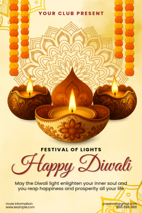 Yellow Professional Happy Diwali Poster template