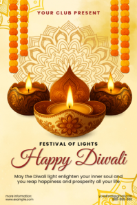 Yellow Professional Happy Diwali Poster Plakkaat template