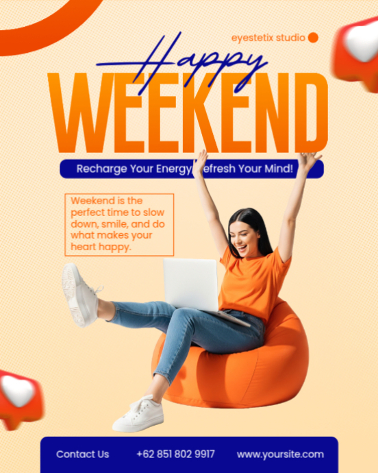 Yellow Professional Happy Weekend Instagram Portrait Template ...