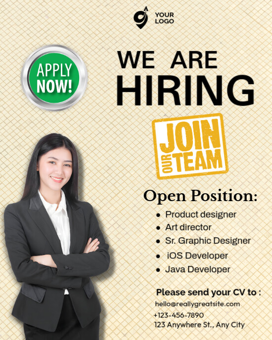 Yellow Professional Hiring Instagram Portrait template