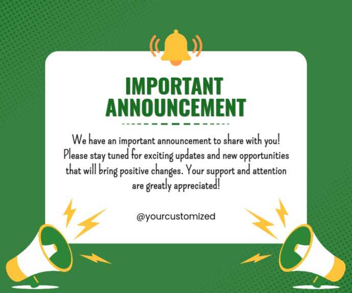 Yellow Professional Important Announcement  Medium Rectangle 中矩形广告 template
