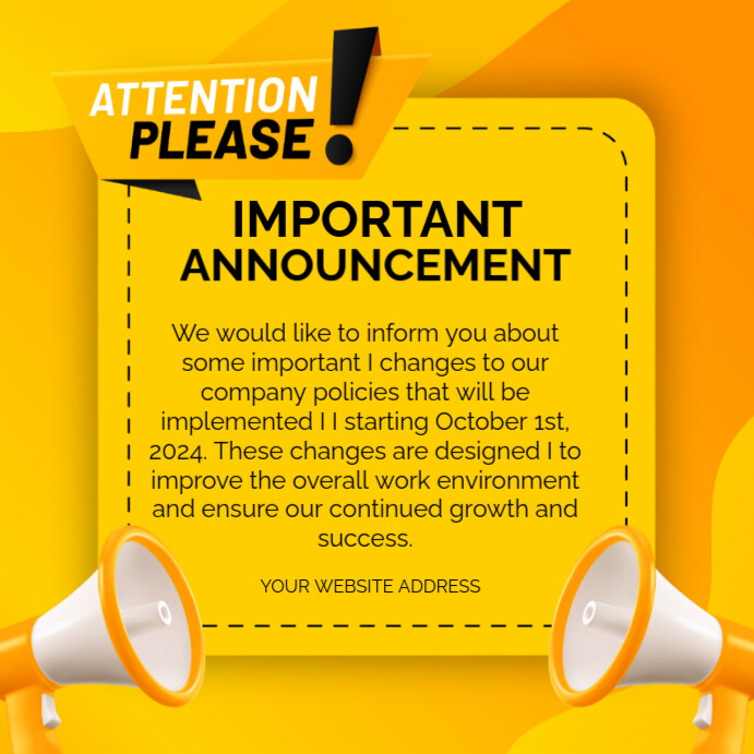 Copy of Yellow Professional Important Announcement Notification Posters ...