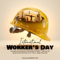 Yellow Professional International Worker's Day Instagram Post Video template