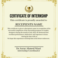 Yellow Professional Internship Program Certificate Instagram Post template
