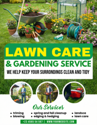 Yellow Professional Lawn Care and Gardening Flyer template