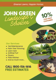 Yellow Professional Lawn Care Service Flyer Poster  A4 template