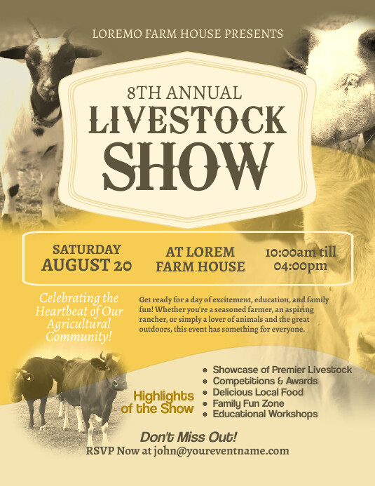 Yellow Professional Livestock Show Flyer (us template