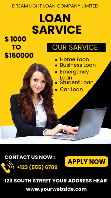 Yellow Professional Loan Sarvice  Instagram Story template