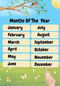 Yellow Professional Months Of The Year  A1 template