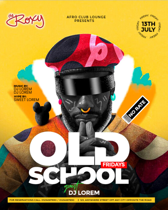 Yellow Professional Old School Club Flyer  Instagram Portrait template