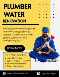 Yellow Professional Plumber Flyer (us Letter) template