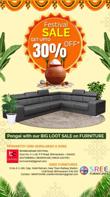Yellow Professional Pongal & Sankrathi Special Offer Instagram Reel template