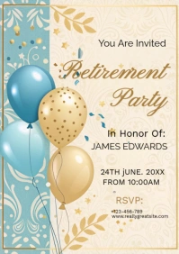 Yellow Professional Retirement Party Invitation Card A2 template