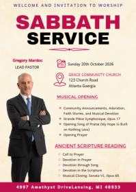 Yellow Sabbath Service Invitation A6 Template