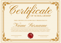 Yellow Professional Scholarship Certificate A5 template