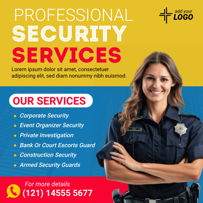 Security Ad Examples Yellow Professional Security Services Ads Ins Template | PosterMyWall