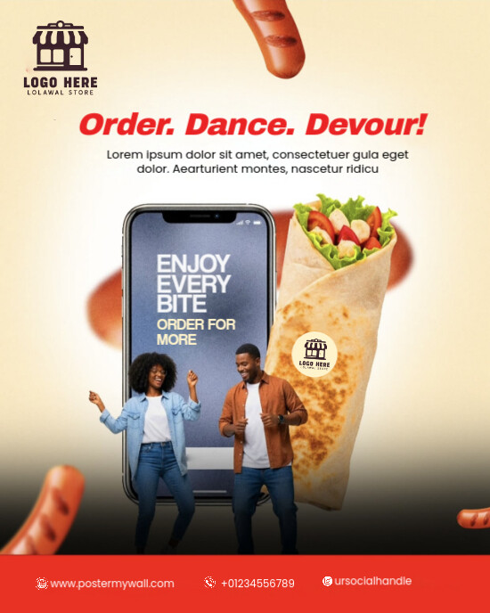 Yellow Professional Shawarma Flyer  Instagram Portrait template