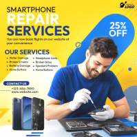 Żółty Smartphone Repair Services โพสต์บน Instagram Template