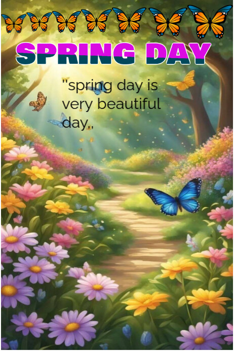 Spring Day Time Poster Yellow Professional Spring Day Poster Template | PosterMyWall