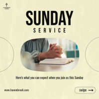 Yellow Sunday Church Service Instagram Post Template - Page 1