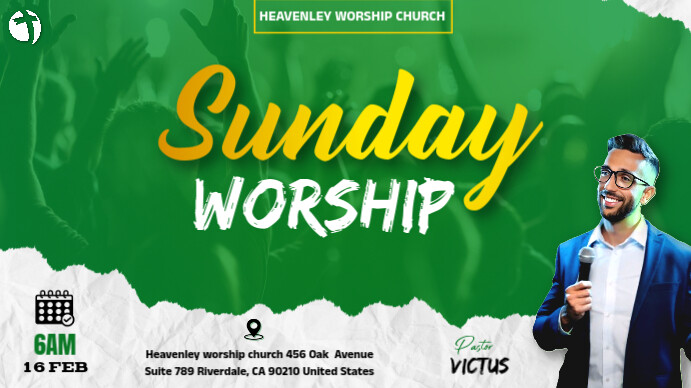 Yellow Professional Sunday Worship Youtube Thumbnail Template ...