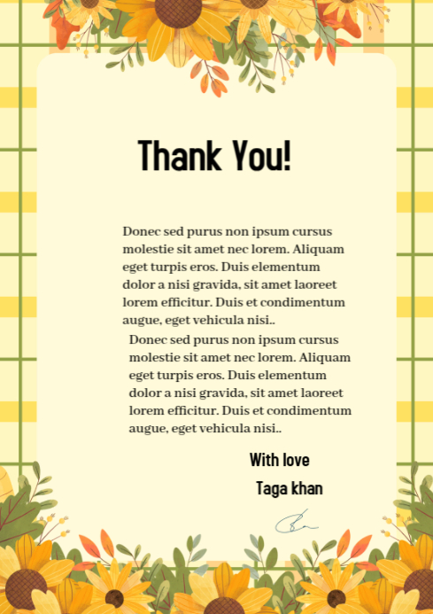 Yellow Professional Thank You Pages Background A4 template