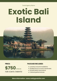 Yellow Professional Travel To Bali A4 template