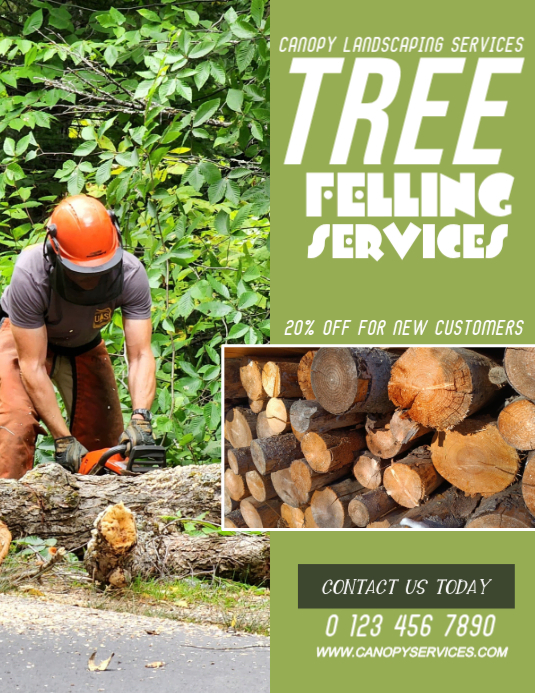 Fall Tree Work Ad Yellow Professional Tree Felling Services Flyer Template | PosterMyWall