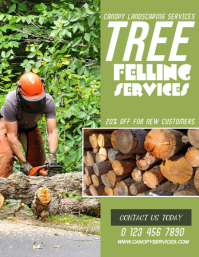 Yellow Professional Tree Felling Services Flyer Løbeseddel (US Letter) template