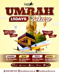 Yellow Professional Umrah Package Flyer Design Instagram Portrait template