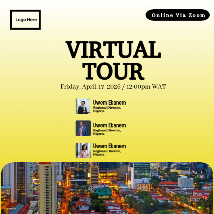 Plantilla de Yellow Professional Virtual Tour Event Instagram Post ...