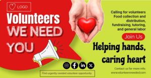 Yellow Professional Volunteers Needed Facebook Event Cover template