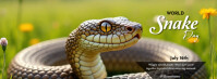 Yellow Professional World Snake Day July16th Facebook Cover Photo template