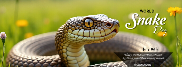 Yellow Professional World Snake Day July16th Facebook Cover Photo template