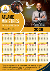 Yellow Professionnel Church Calendar 2026 A3 template