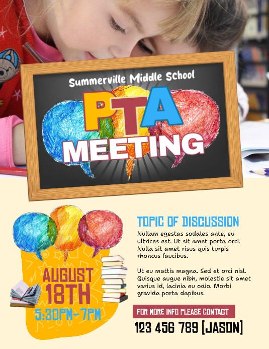 Yellow  Pta Meeting Flyer (us Letter) template
