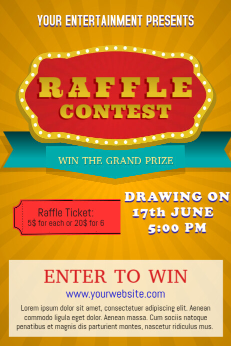 Yellow Raffle Poster Template | PosterMyWall