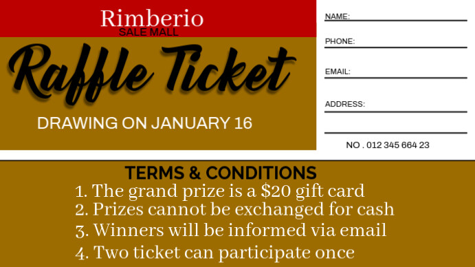 Raffle Display Example Yellow Raffle Ticket Digital Display (16:9) Template | PosterMyWall