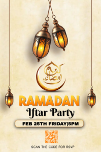 Yellow Ramadan Iftar Banner 4' × 6' template