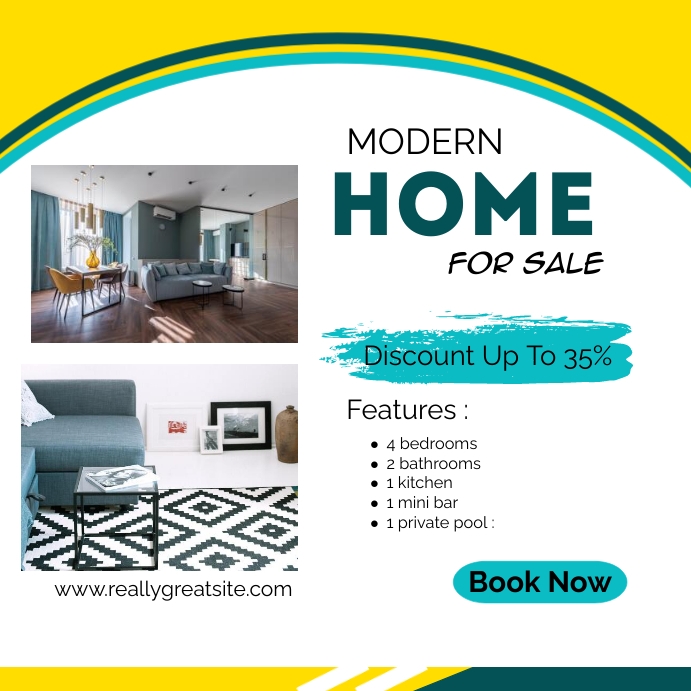 yellow real estate modern home (Instagram pos Template PosterMyWall