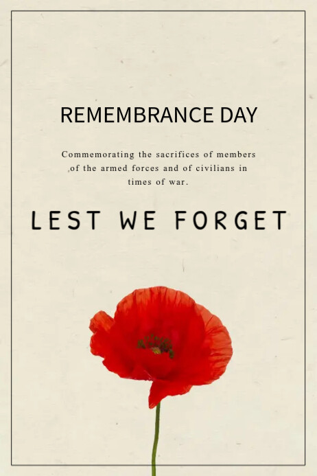 Yellow Red And Black Illustrated Remembrance Day Poster โปสเตอร์ template