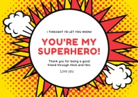 Yellow red blue super hero friendship card Cartolina template