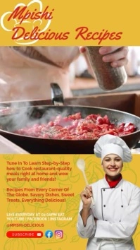 Yellow Red Delicious Recipes Video Tutorials Instagram Reel template