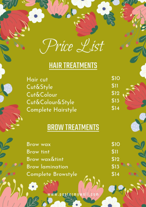 Yellow Red List-based Price List A4 template